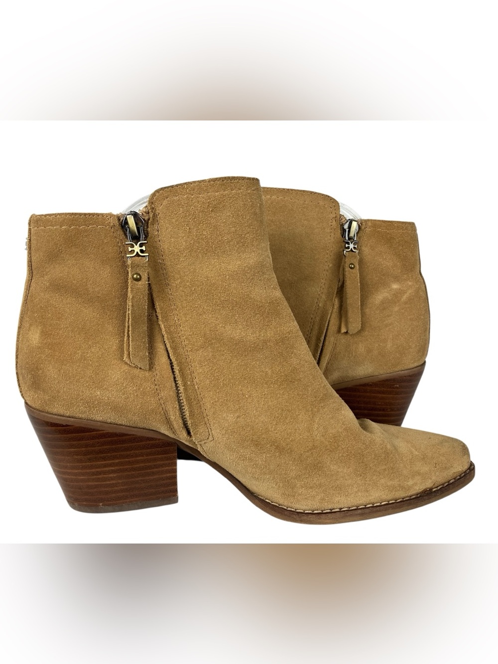 Sam Edelman Welles Ankle Boot Women's 8 Suede Stacked Block Heel Pointed Toe